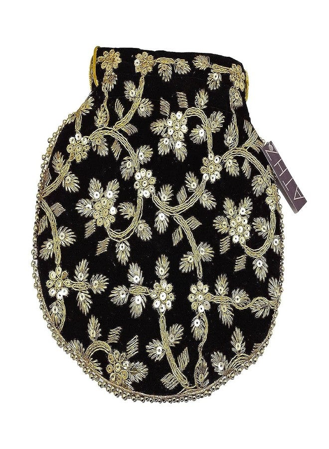 ATHZ Potli (Pack of 4 Potli) Black Velvet Matka Designer Potli handbags for Women - Image 4